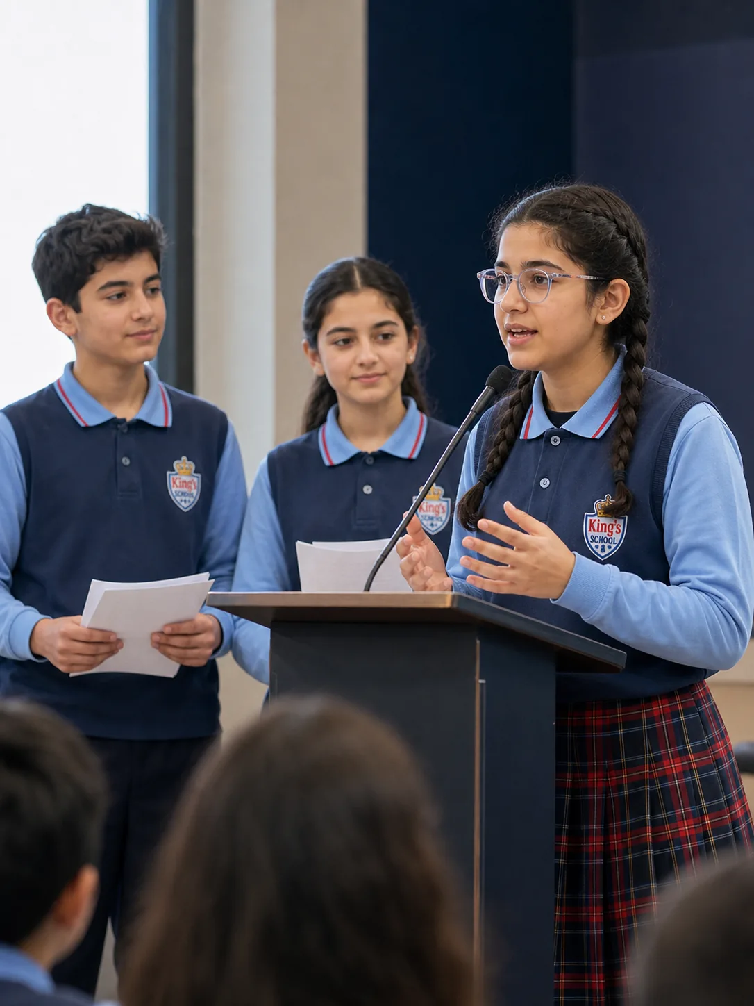 Students debating in English