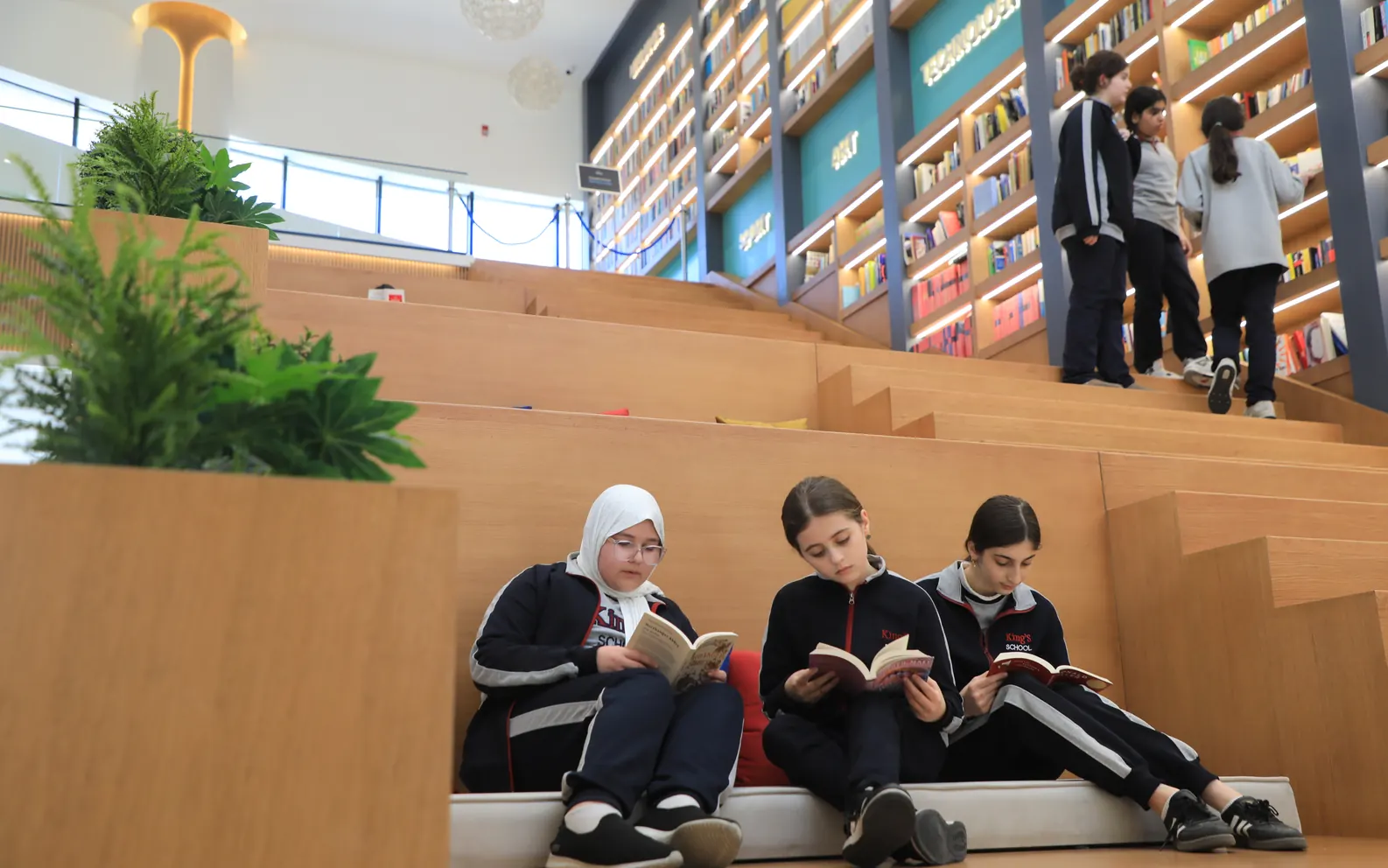 Students reading in the King's School library